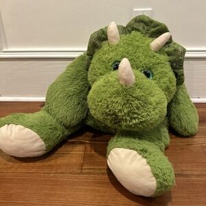 Triceratops Dinosaur 40" Long Stuffed Plush Toy Hugfun Plush Green Clean EUC